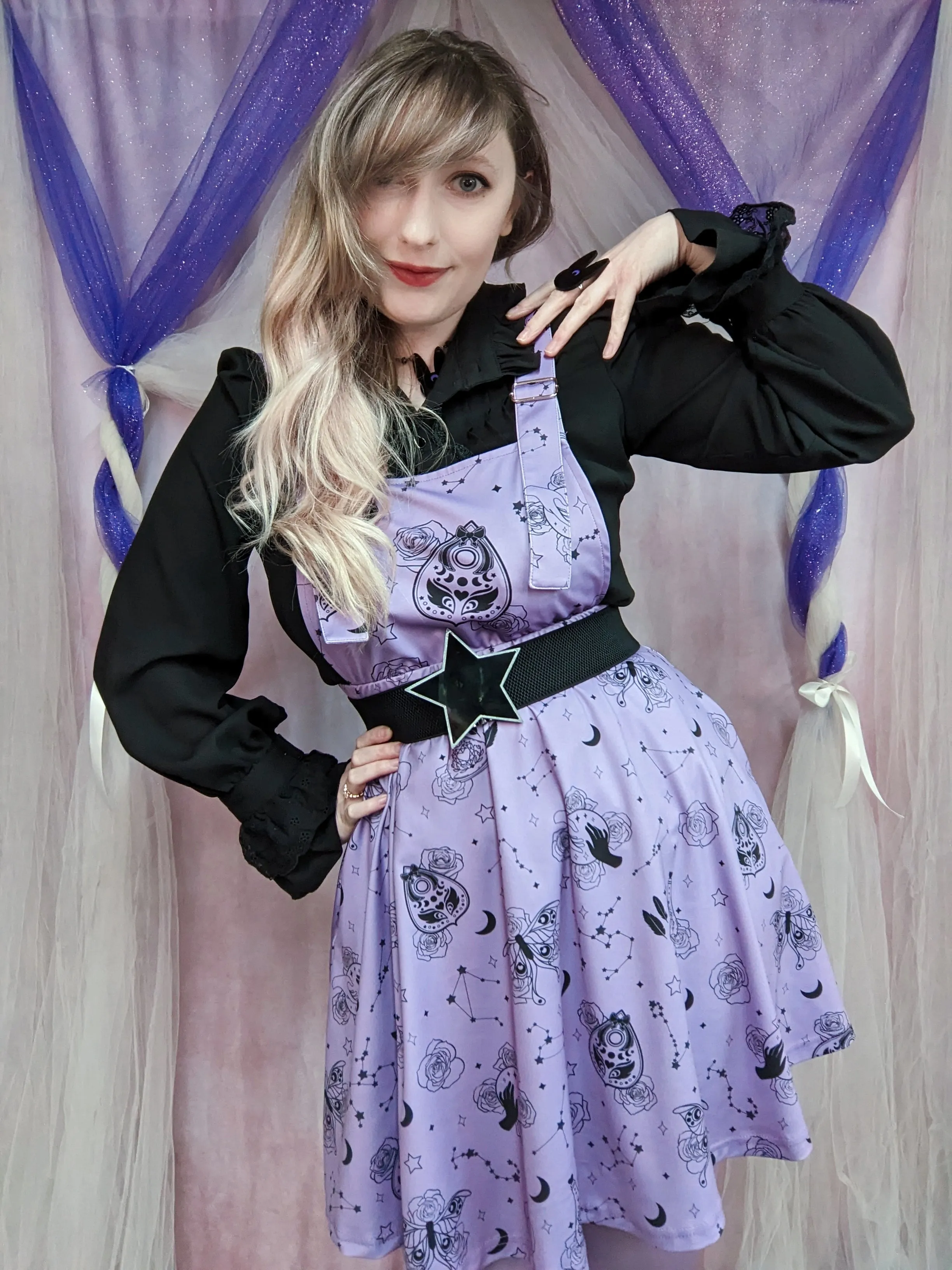 Lovely Oracle Purple Apron Dress