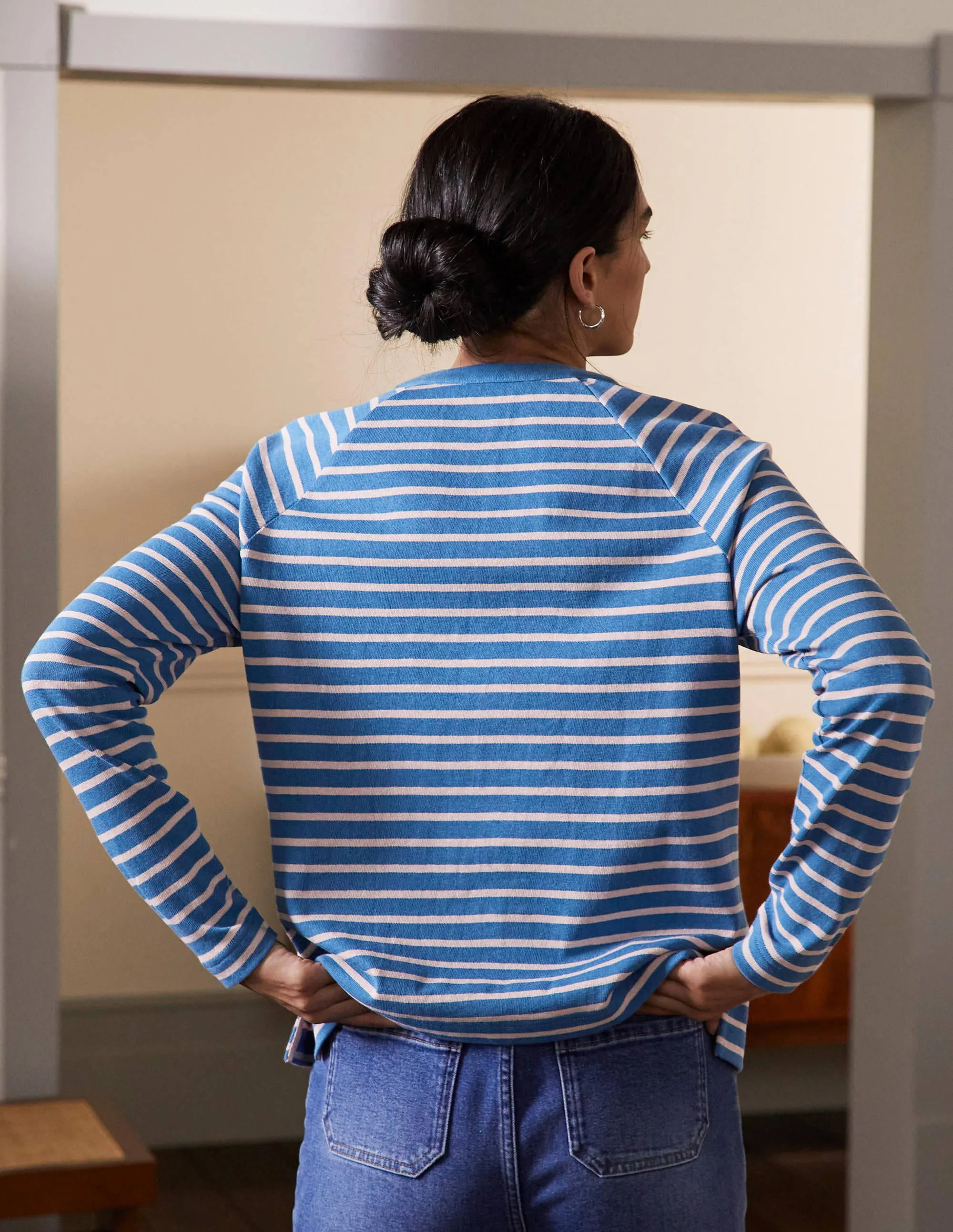 Mariner Henley Top-Blue Ribbon/Milkshake