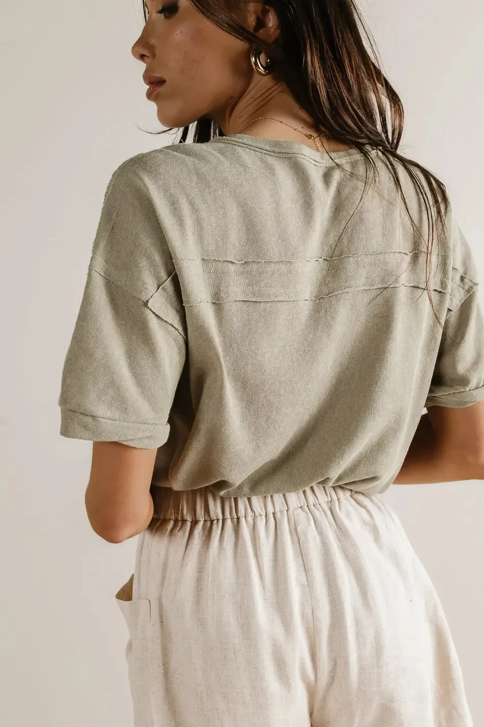 Mazzy Henley Knit Top in Sage - FINAL SALE