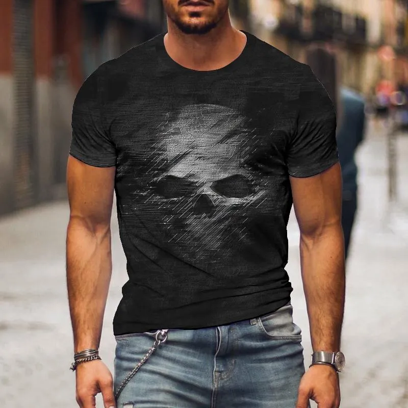 Men's Casual Skull Round Neck Short Sleeve T-Shirt 33658578TO