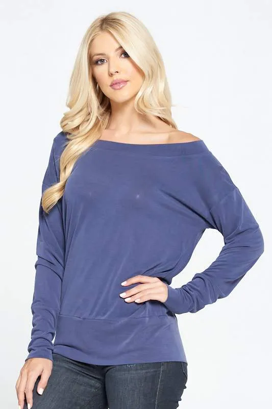 Modal Knit Solid Top with Dolman Sleeve