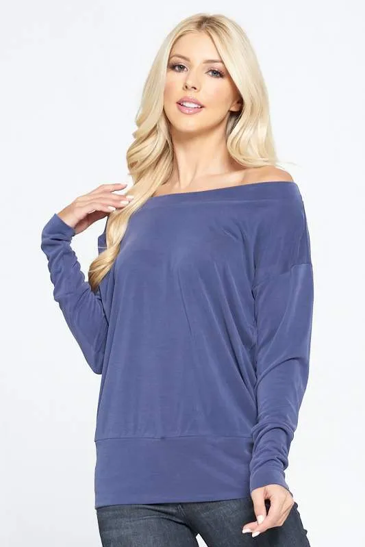 Modal Knit Solid Top with Dolman Sleeve