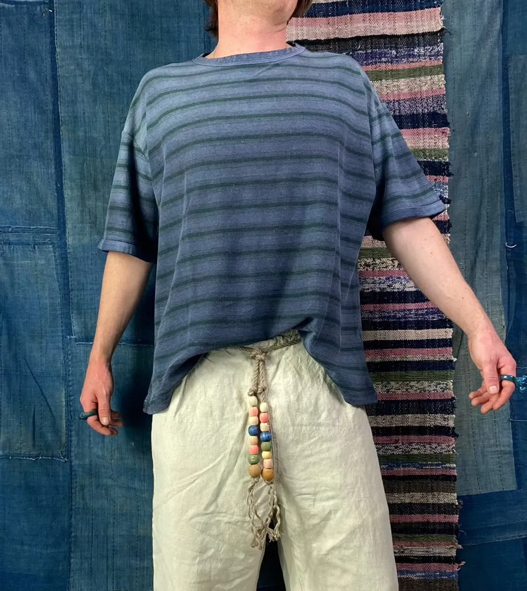 Model T. Hemp Stripes Sunfaded Dye Navy
