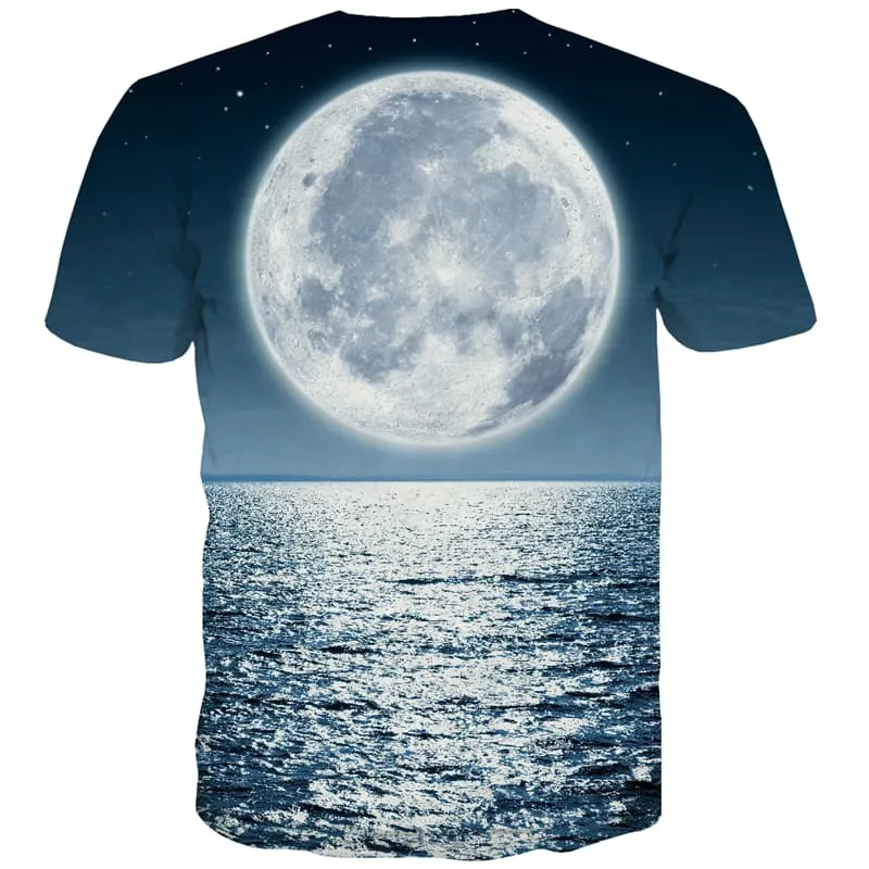 Moon T shirts Men Galaxy Tshirt Anime Sea Tshirt Printed Harajuku Tshirts Novelty
