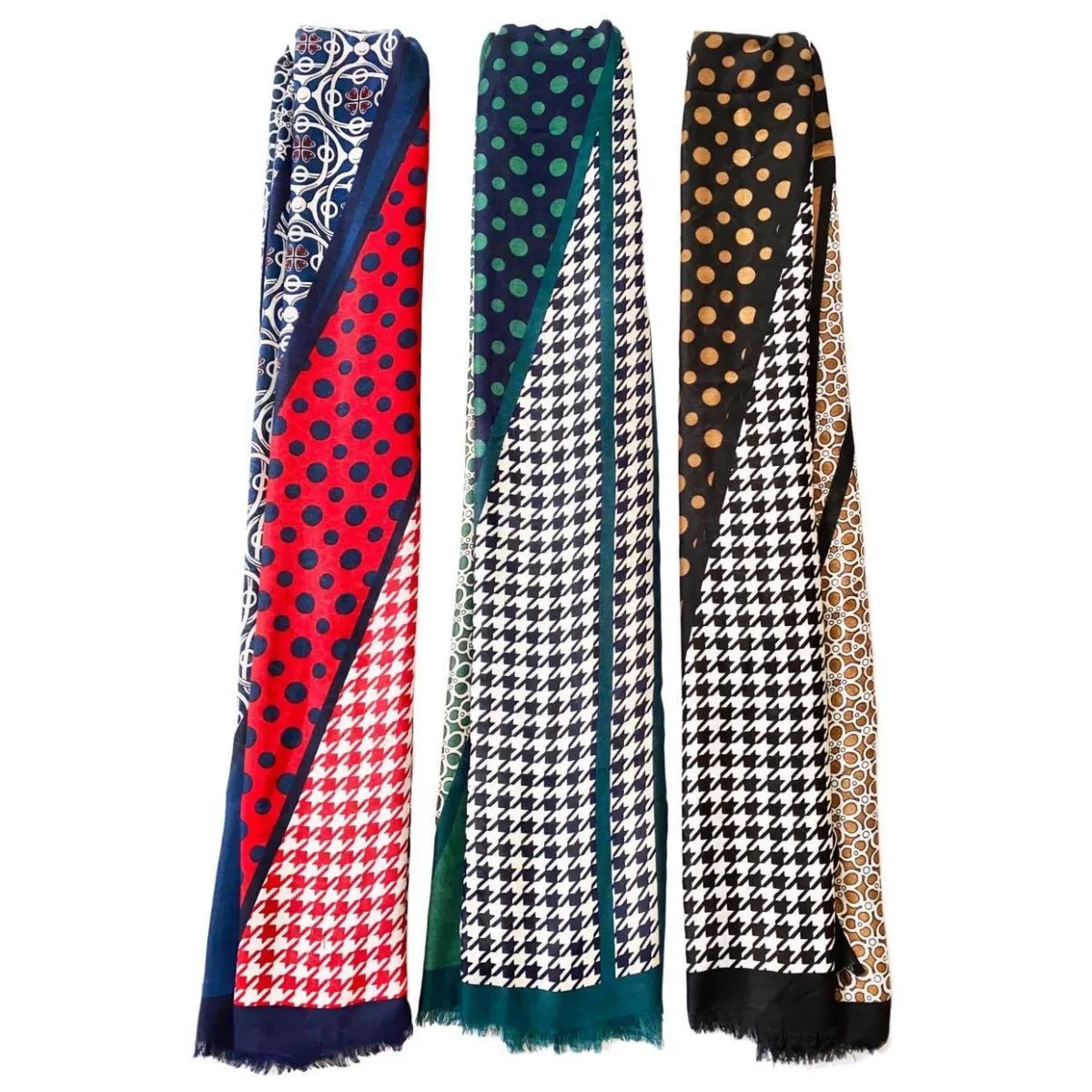 Multi Pattern Print Soft Feel Scarf