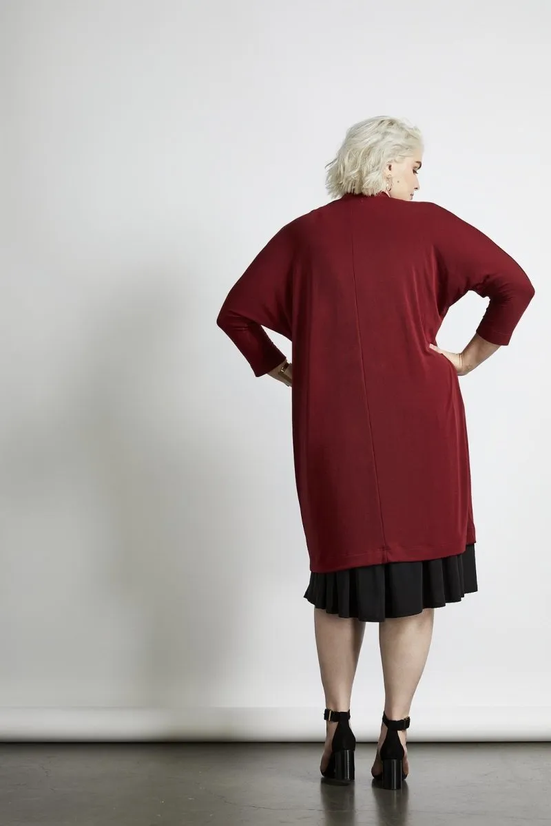 Oki Relaxed Cardi in Cranberry
