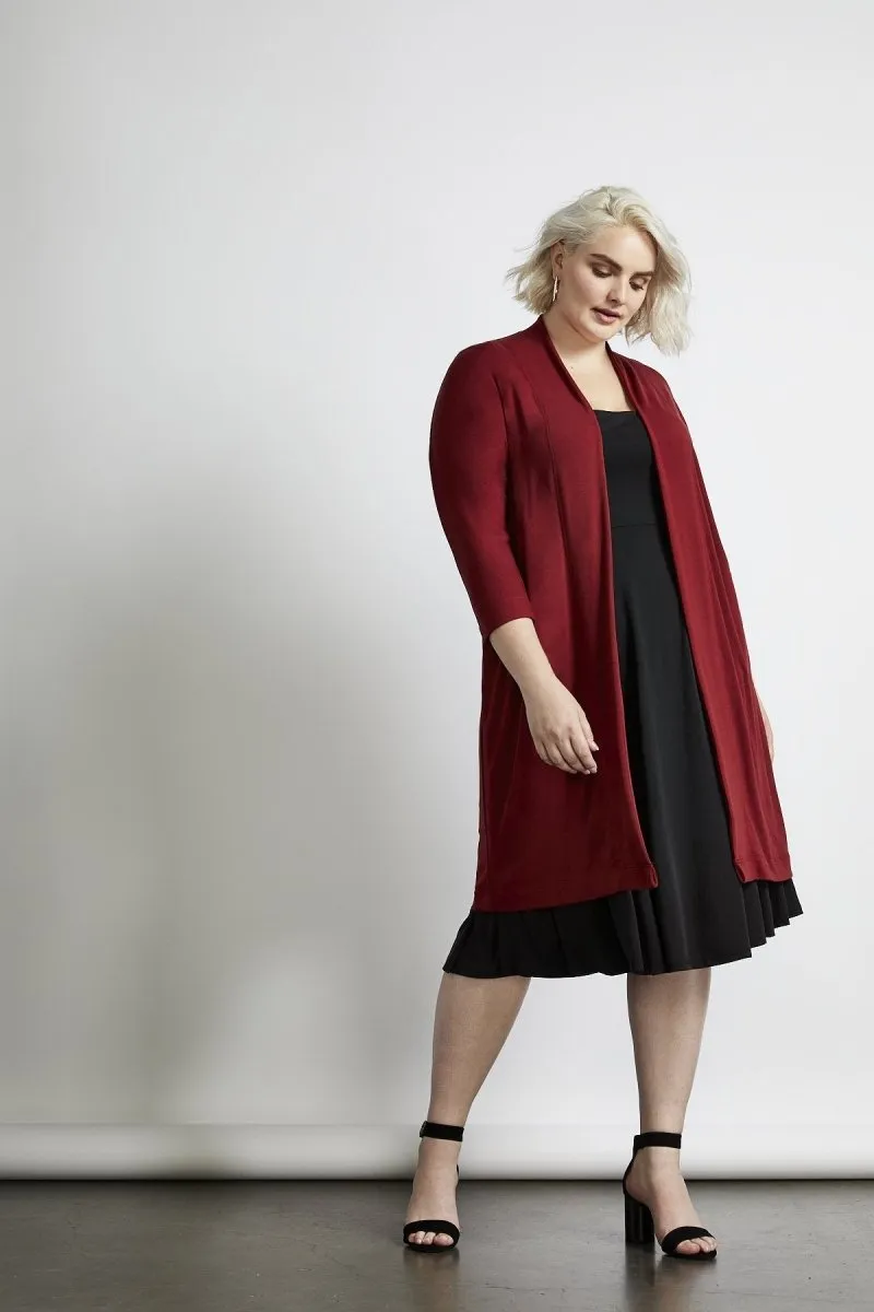 Oki Relaxed Cardi in Cranberry