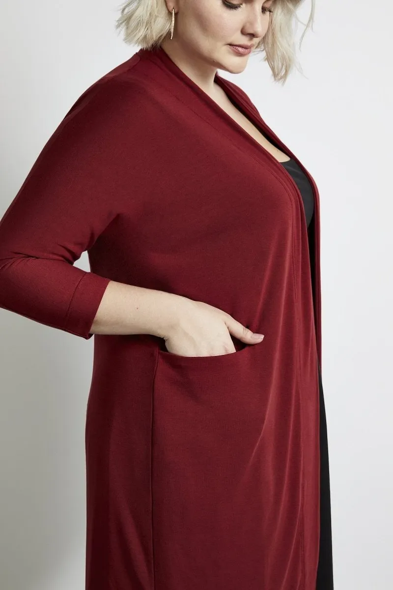 Oki Relaxed Cardi in Cranberry