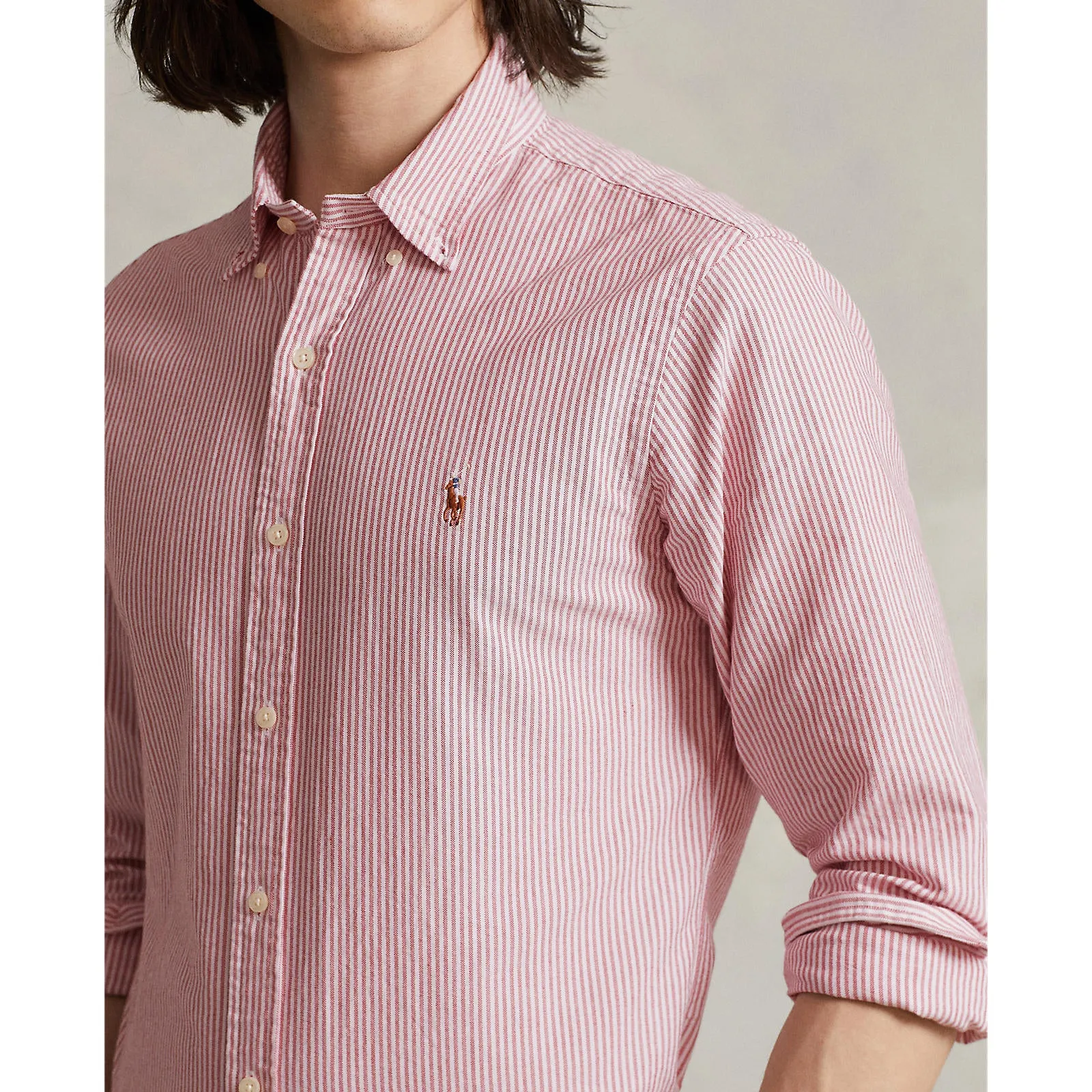 Oxford Shirt - Stripe - Burgundy / White