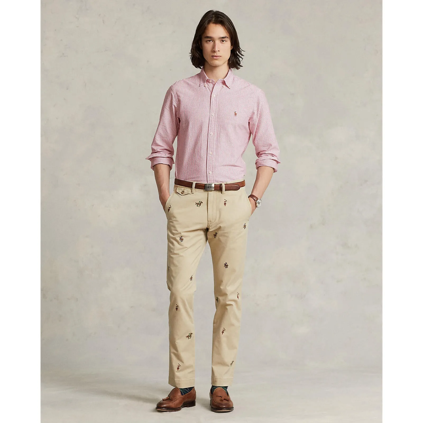Oxford Shirt - Stripe - Burgundy / White