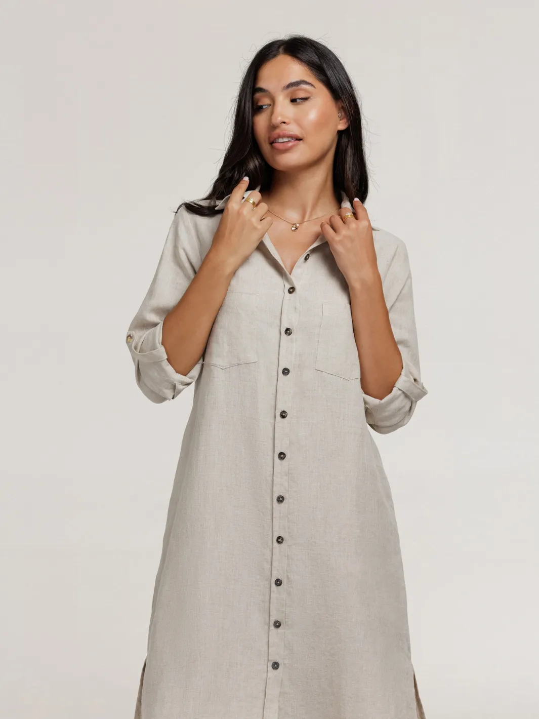 Paloma Linen Shirt Dress Flax
