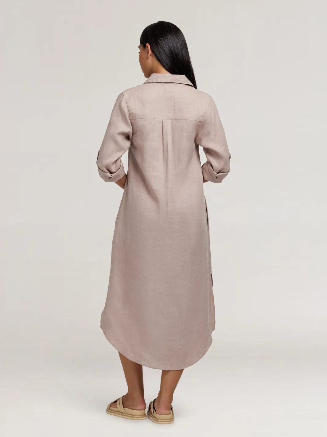 Paloma Linen Shirt Dress Tea Rose