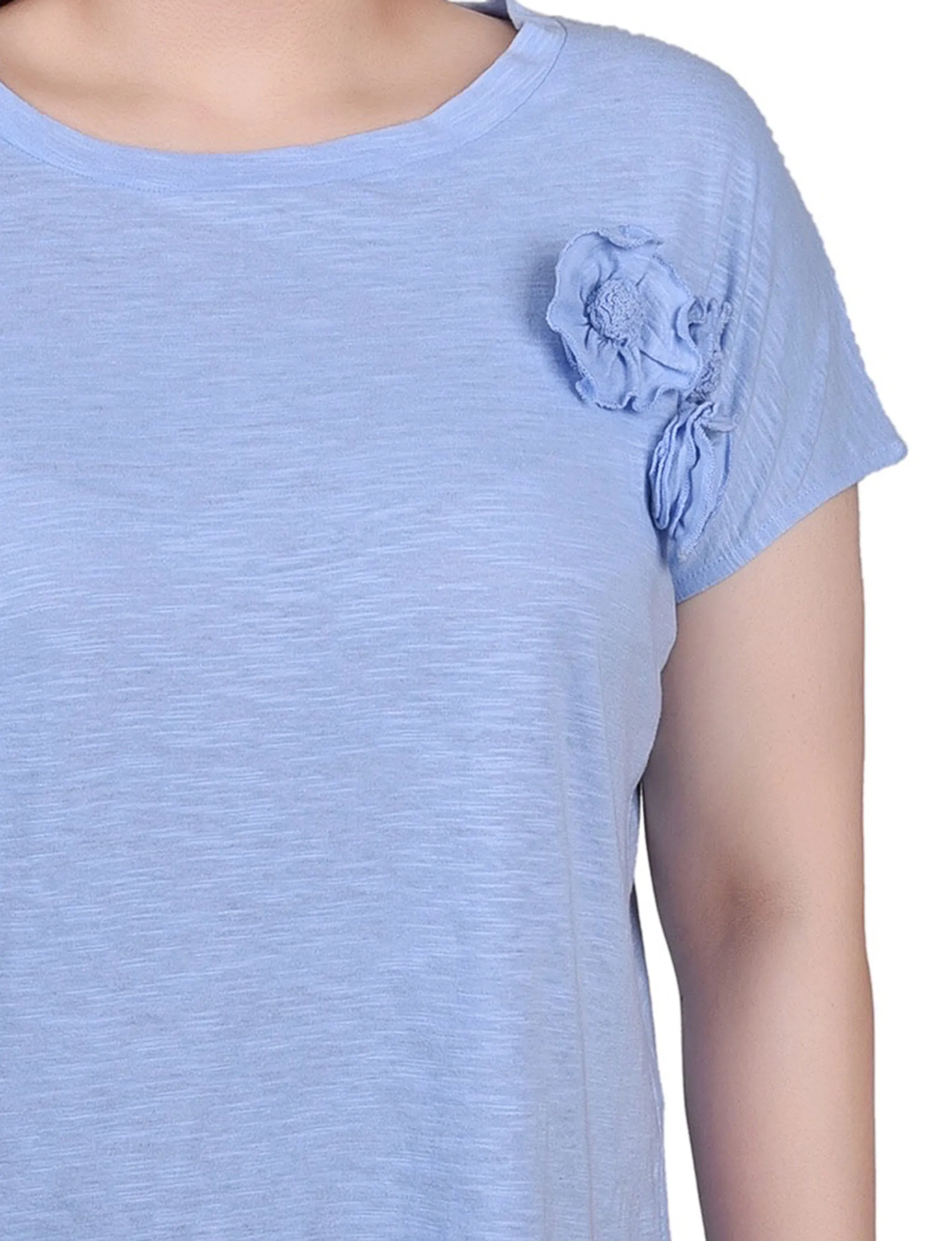 Petite Short Sleeve Slub Knit Top
