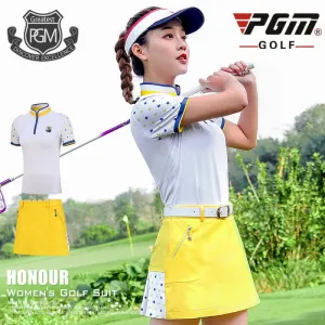 PGM Golf Skirt Sets Women Short Sleeve shirt Slim Pleated Skirt.