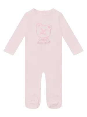 Pink Baby Bear Overall Onesie (0-12m)
