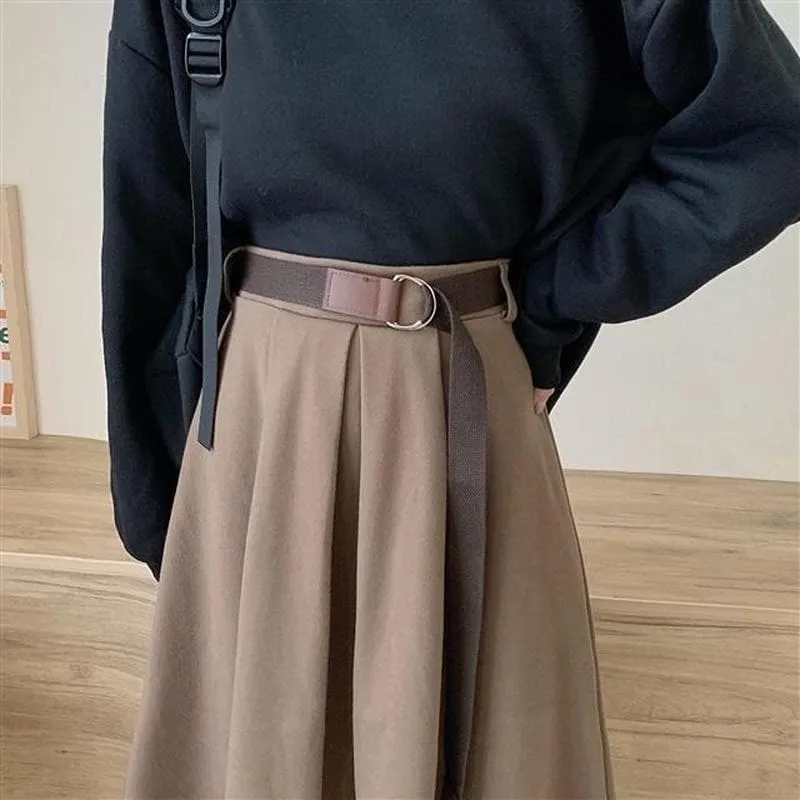 Pleated Mid-Calf Skirt