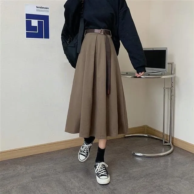Pleated Mid-Calf Skirt