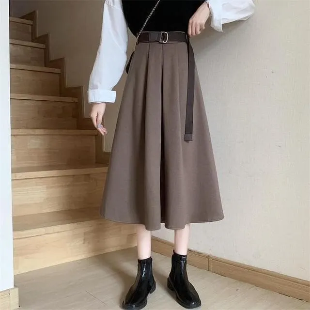 Pleated Mid-Calf Skirt