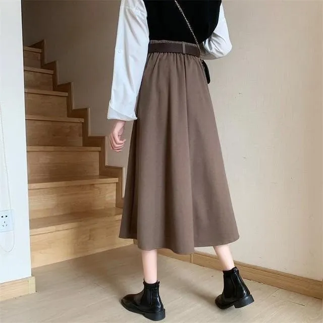 Pleated Mid-Calf Skirt