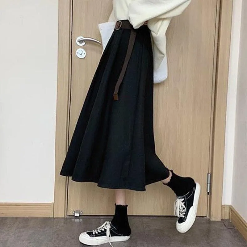 Pleated Mid-Calf Skirt