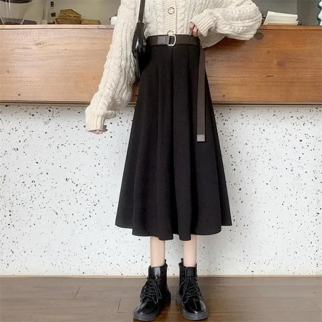 Pleated Mid-Calf Skirt