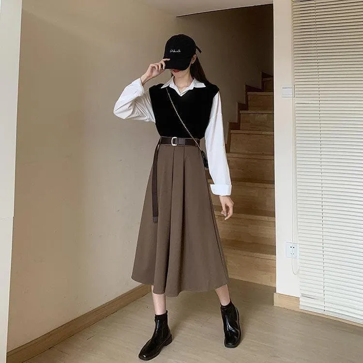 Pleated Mid-Calf Skirt