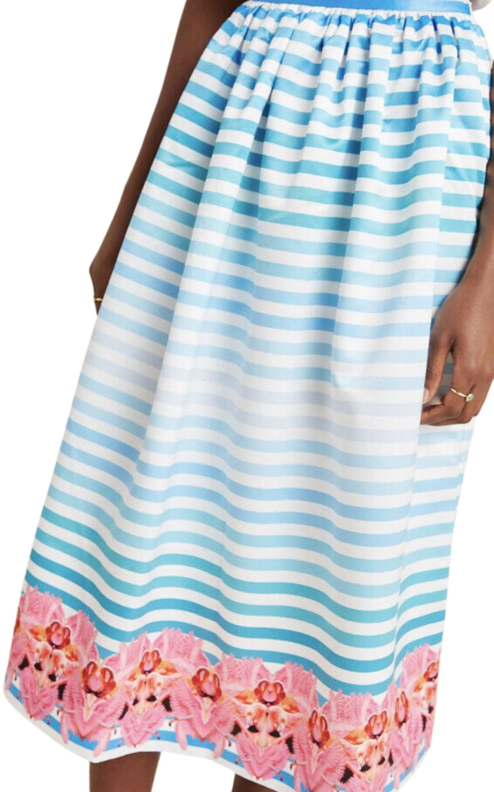 Pleated Print A-Line Skirt