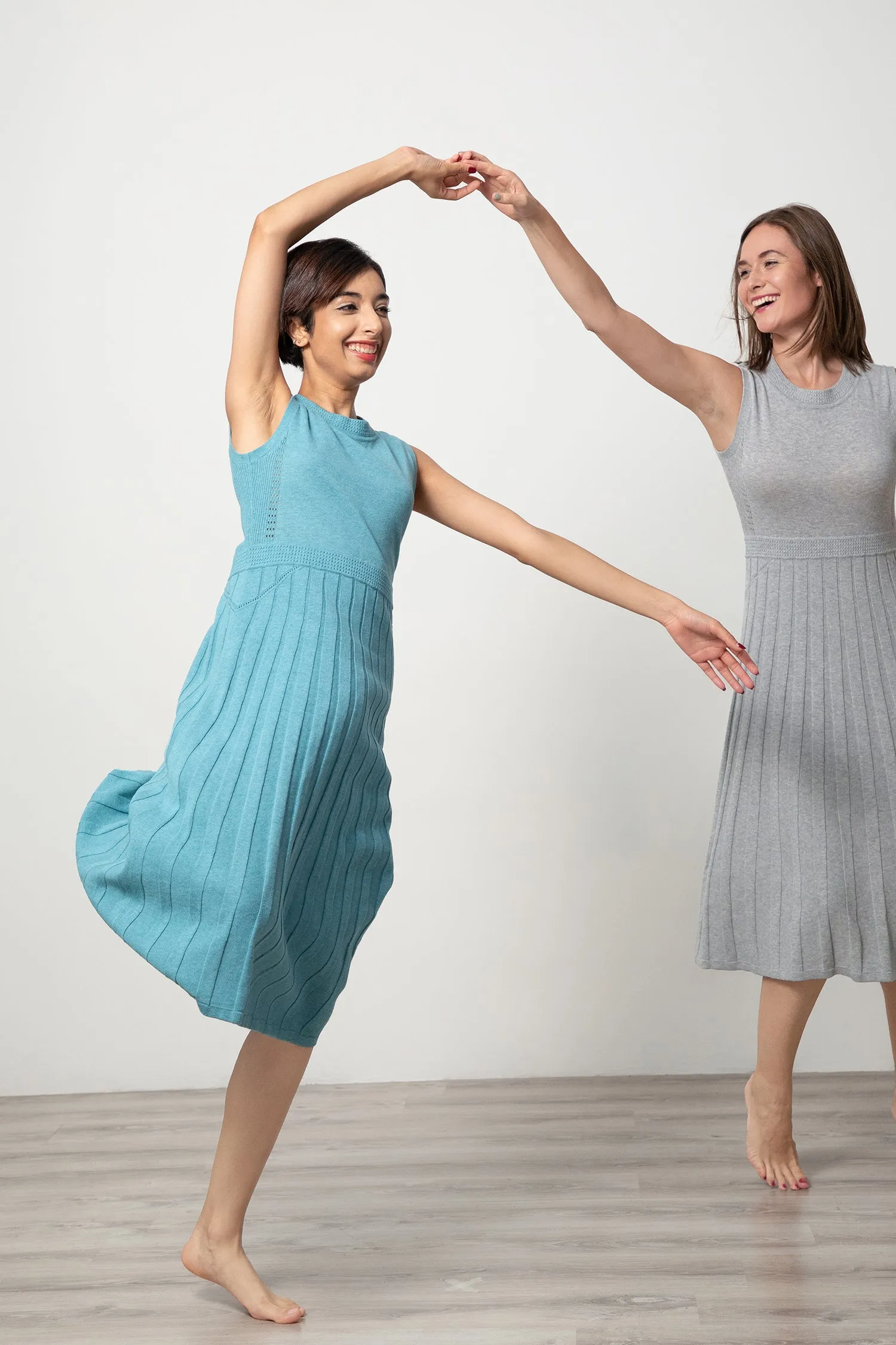 Pointelle Midi Dress - Teal