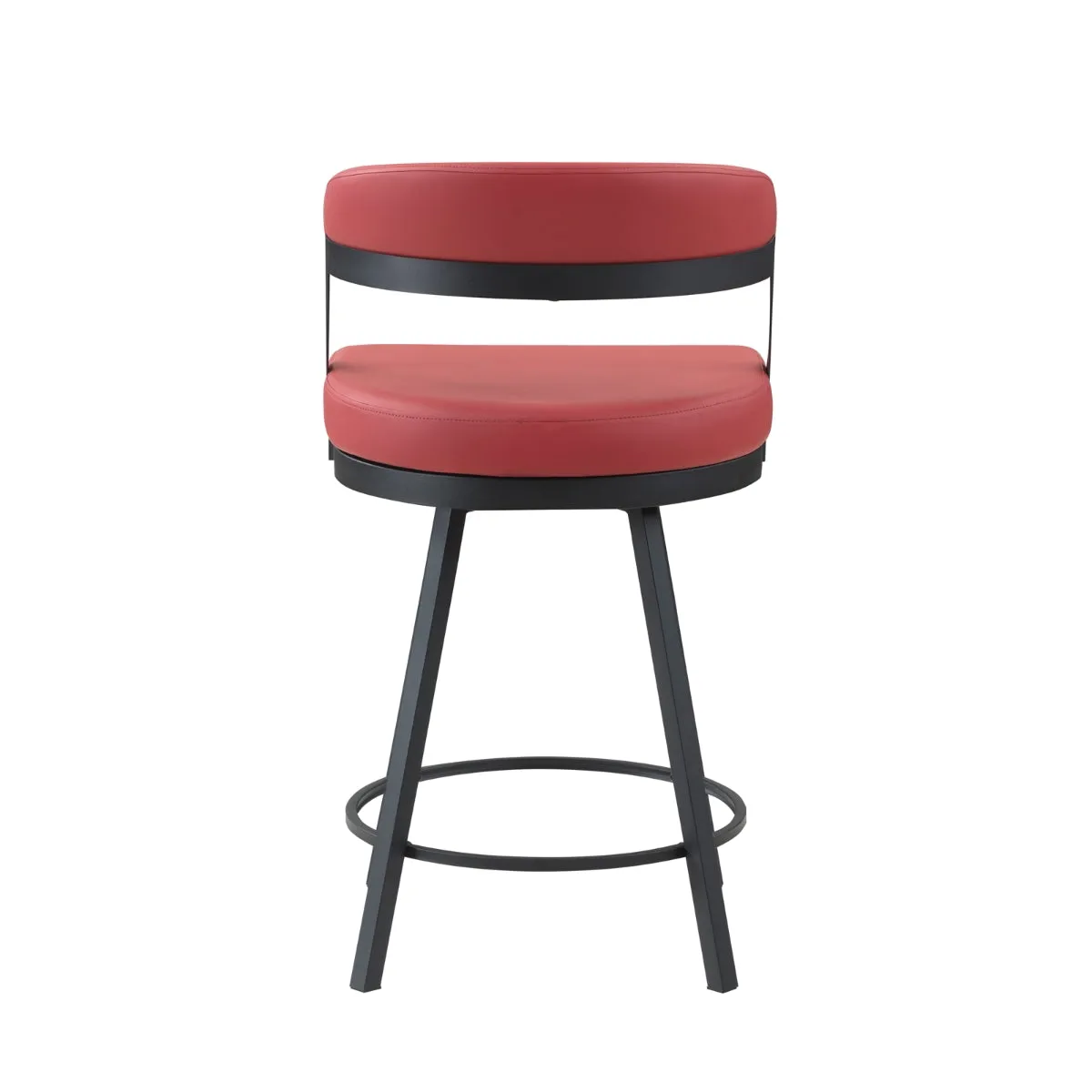 Red Swivel Counter Height Chair - Faux Leather - Set of 2