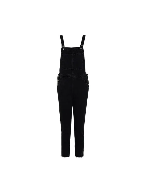 Ripped Denim Suspenders Overall