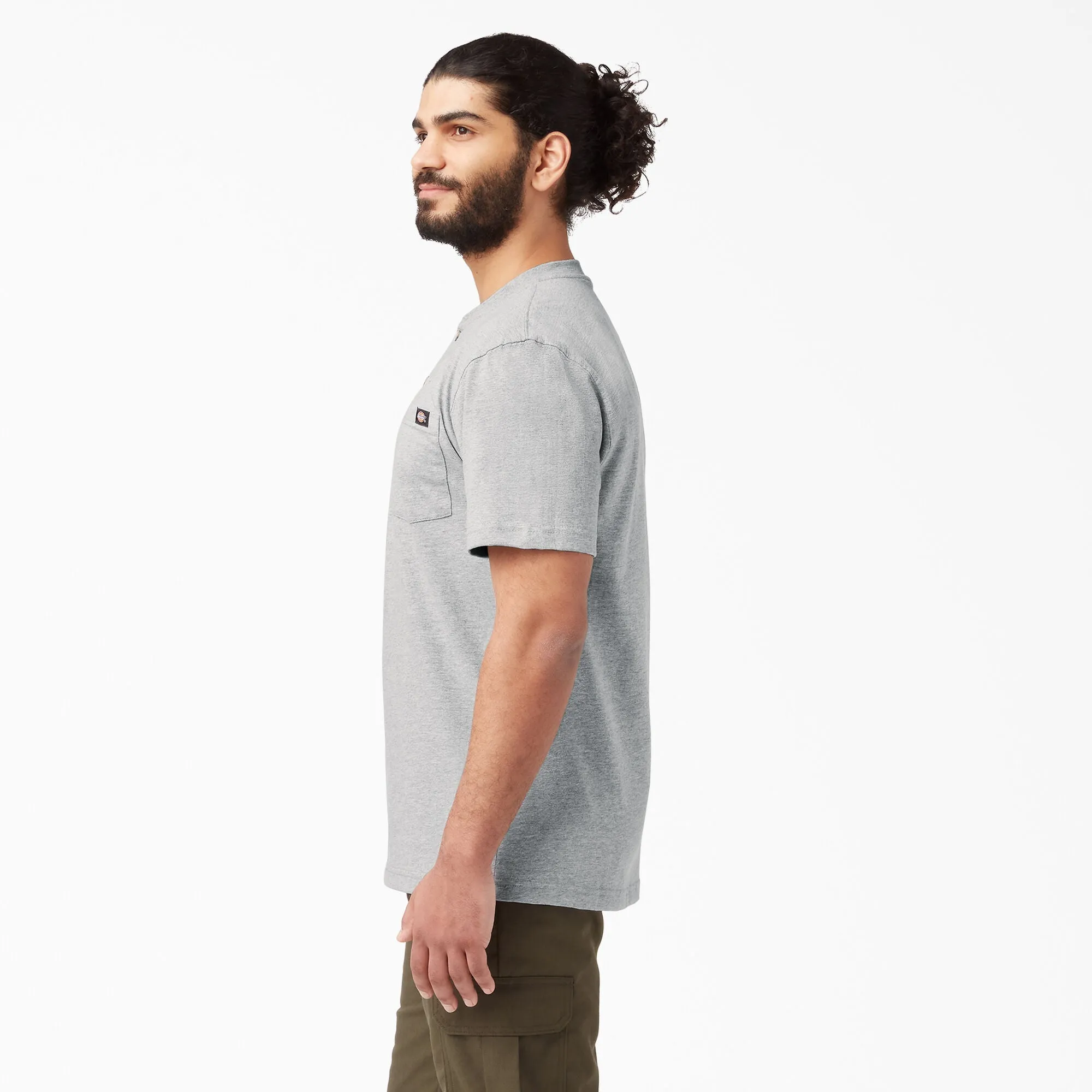 Short -Sleeved Shirt - Dickies Short Sleeve Heavyweight Henley T-Shirt, Heather Grey, WS451HG
