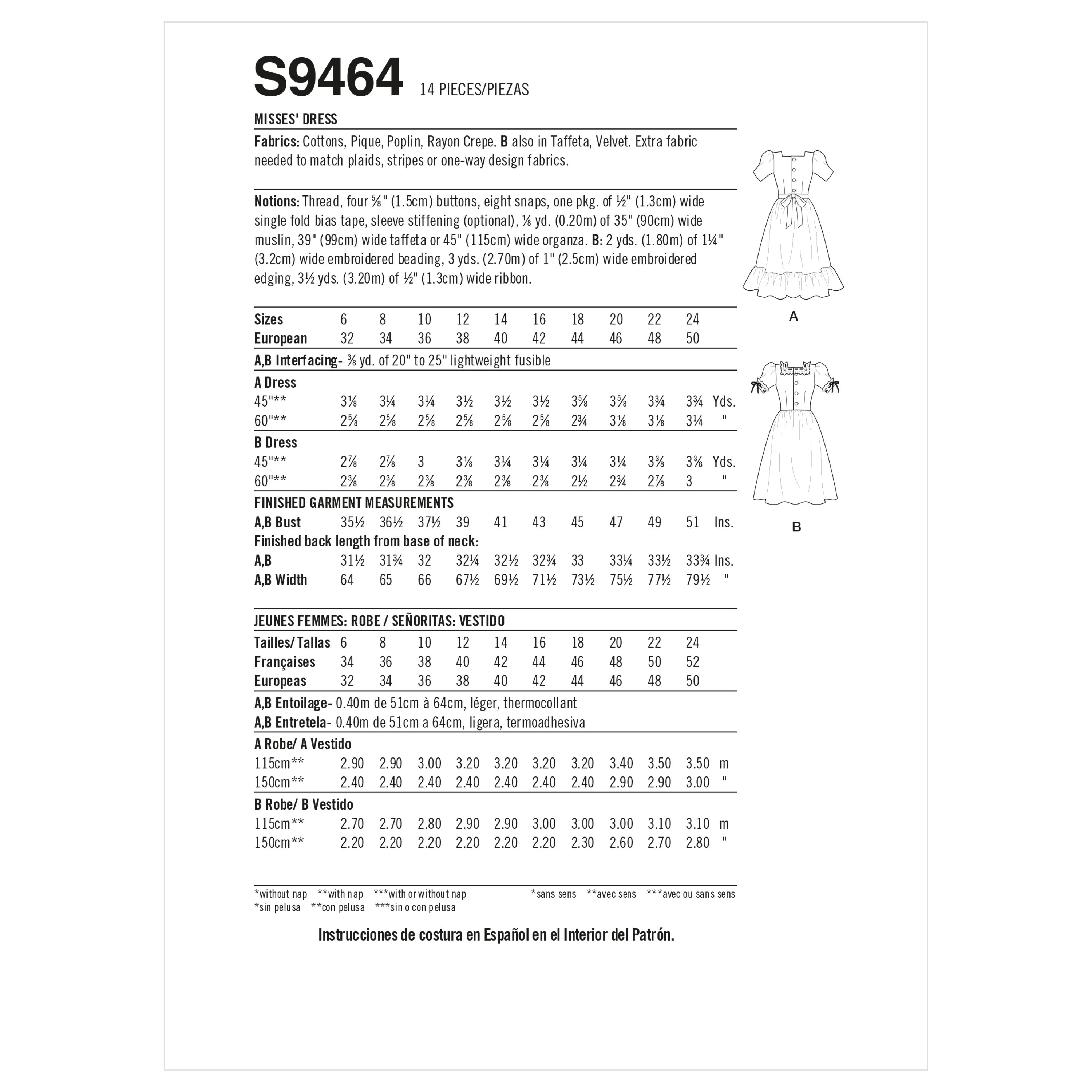 Simplicity S9464 Misses' Dress
