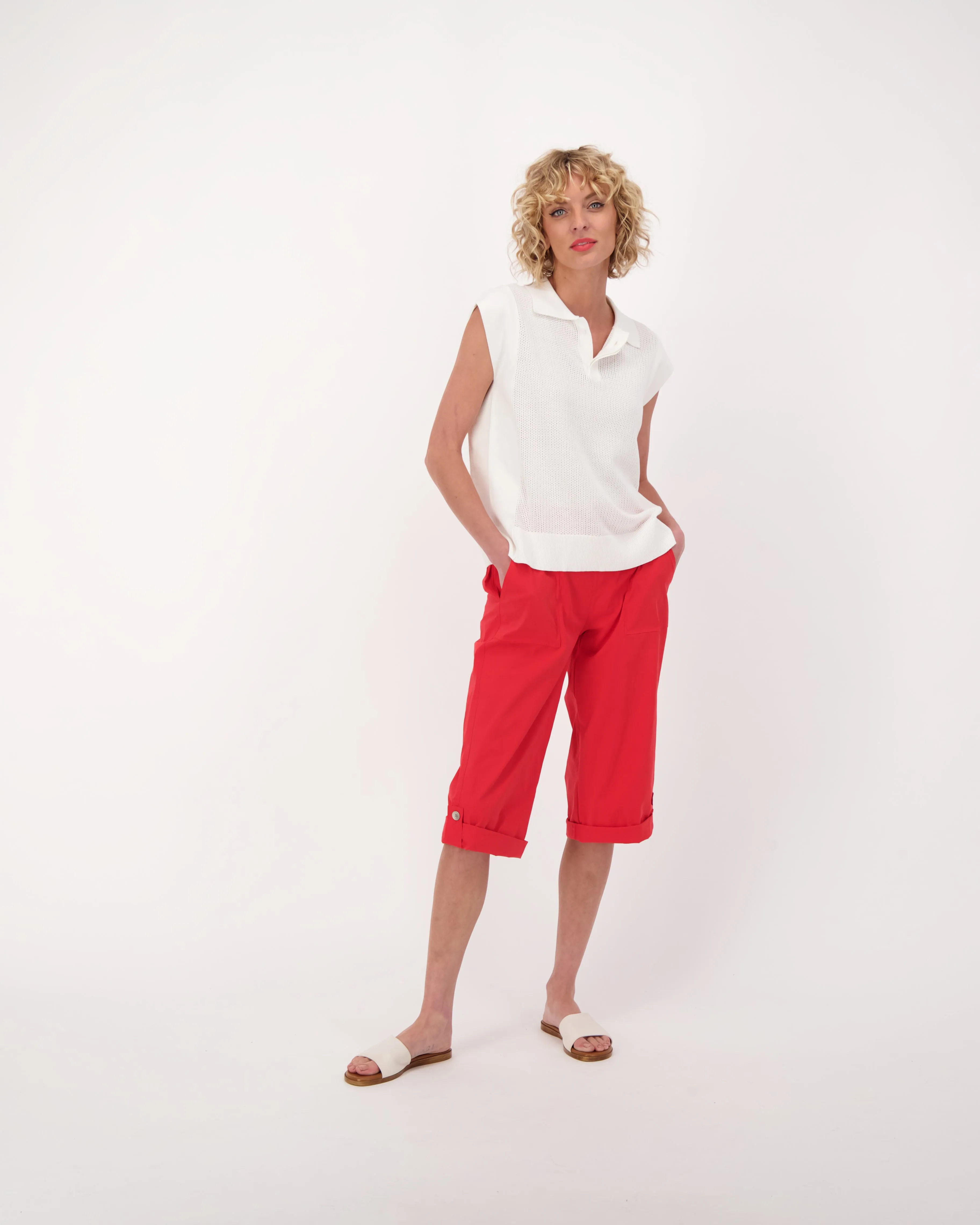 Sleeveless Collared Knit Top
