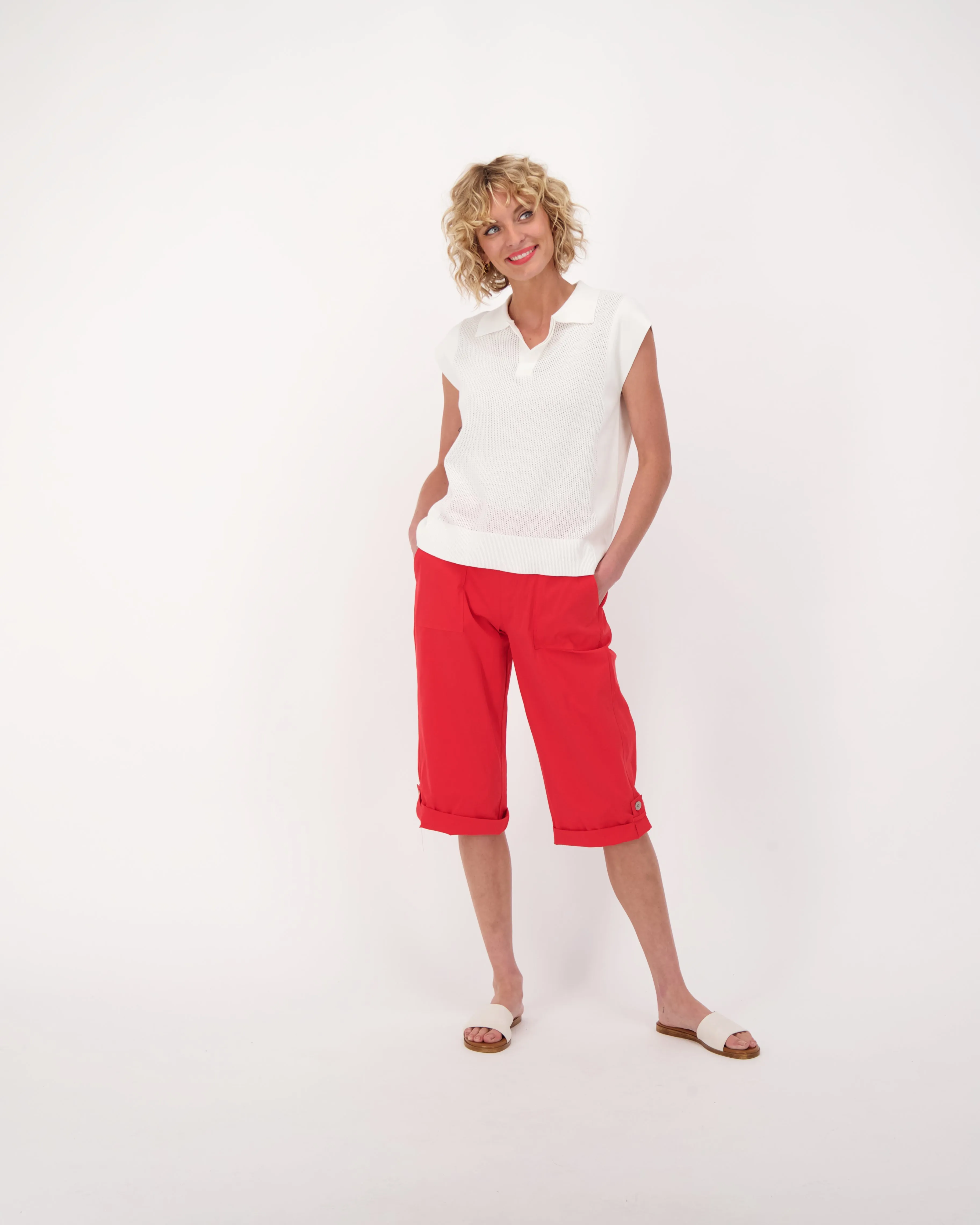 Sleeveless Collared Knit Top