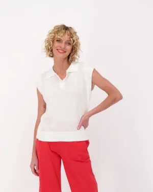 Sleeveless Collared Knit Top