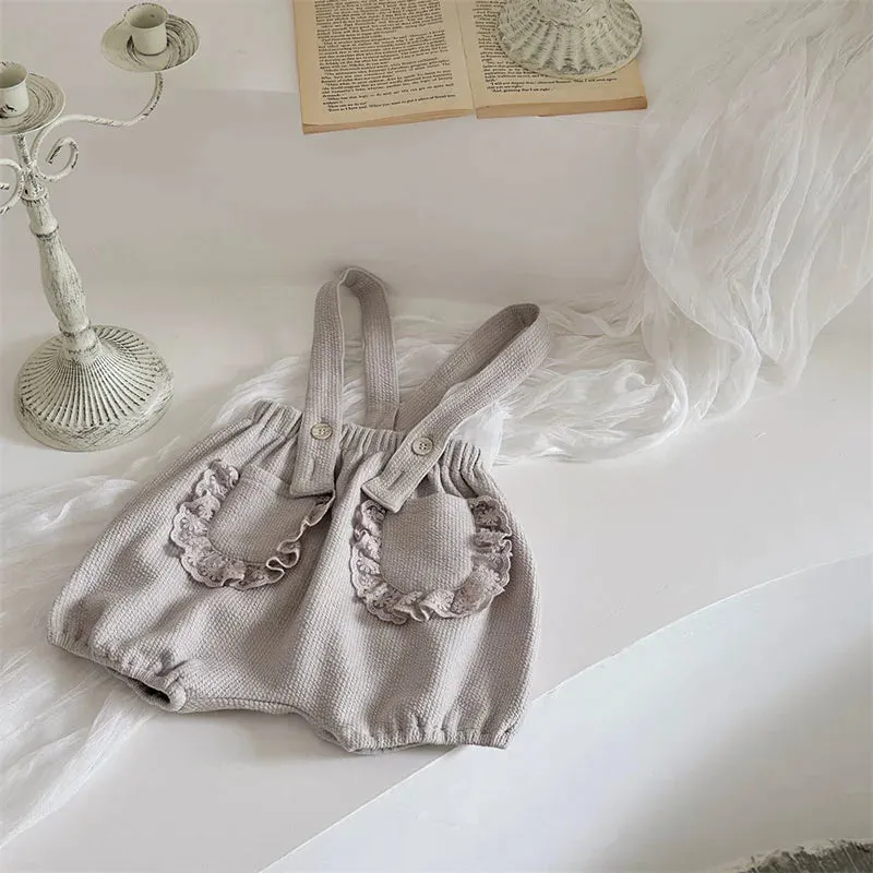 Solid Lace Overall Shorts