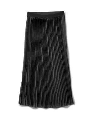 Solid Pleated Skirt With Contrast Elastic Waistband