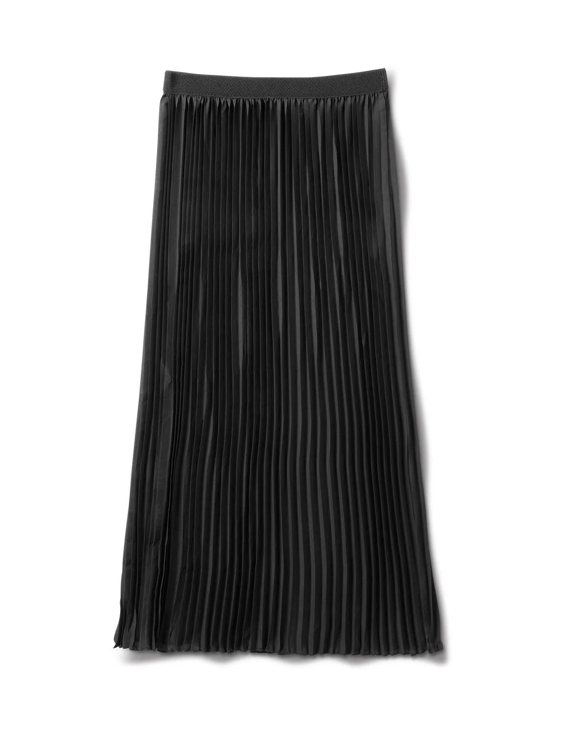 Solid Pleated Skirt With Contrast Elastic Waistband