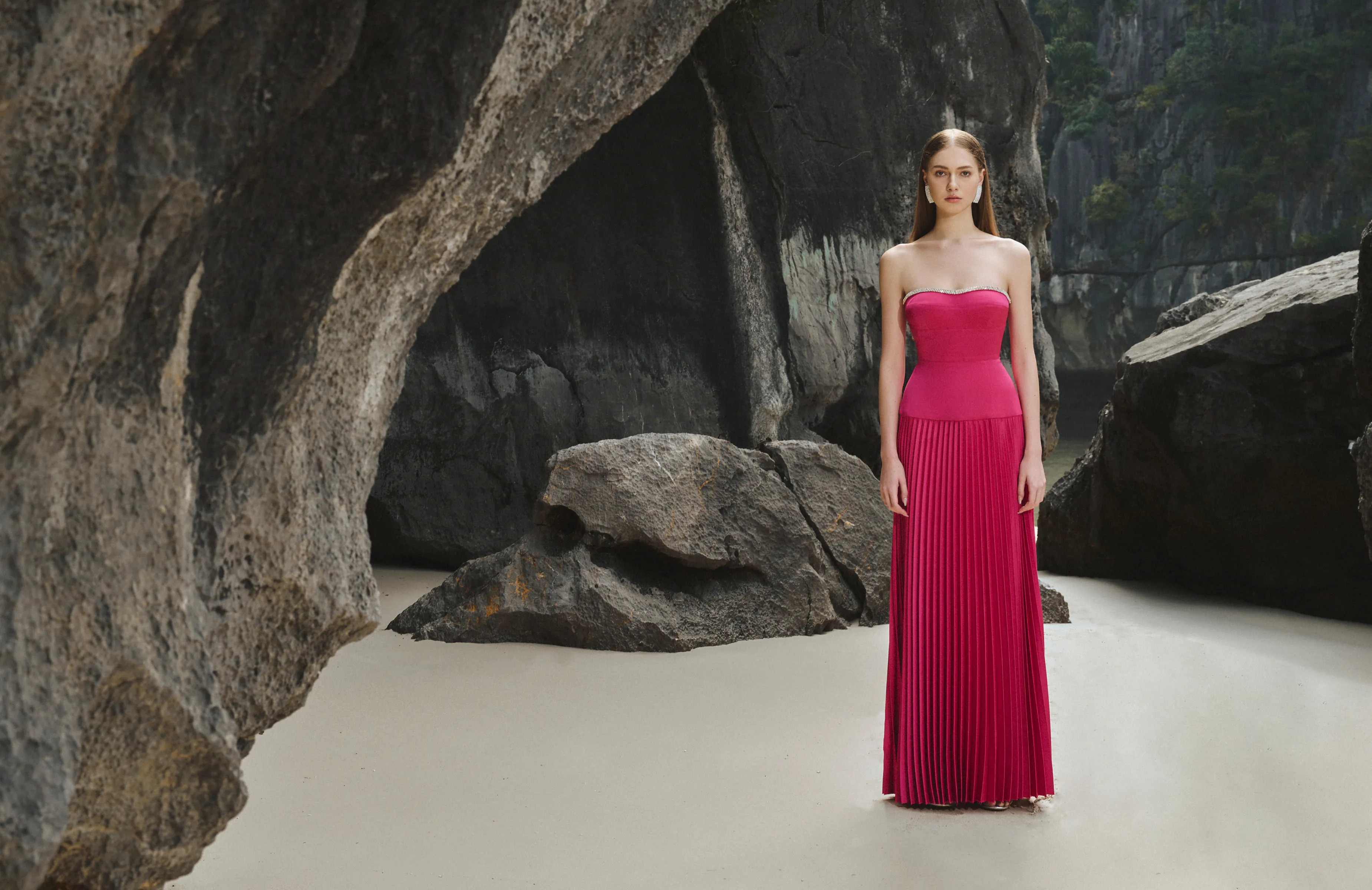 Spaghetti Strap Pleated Maxi Dress