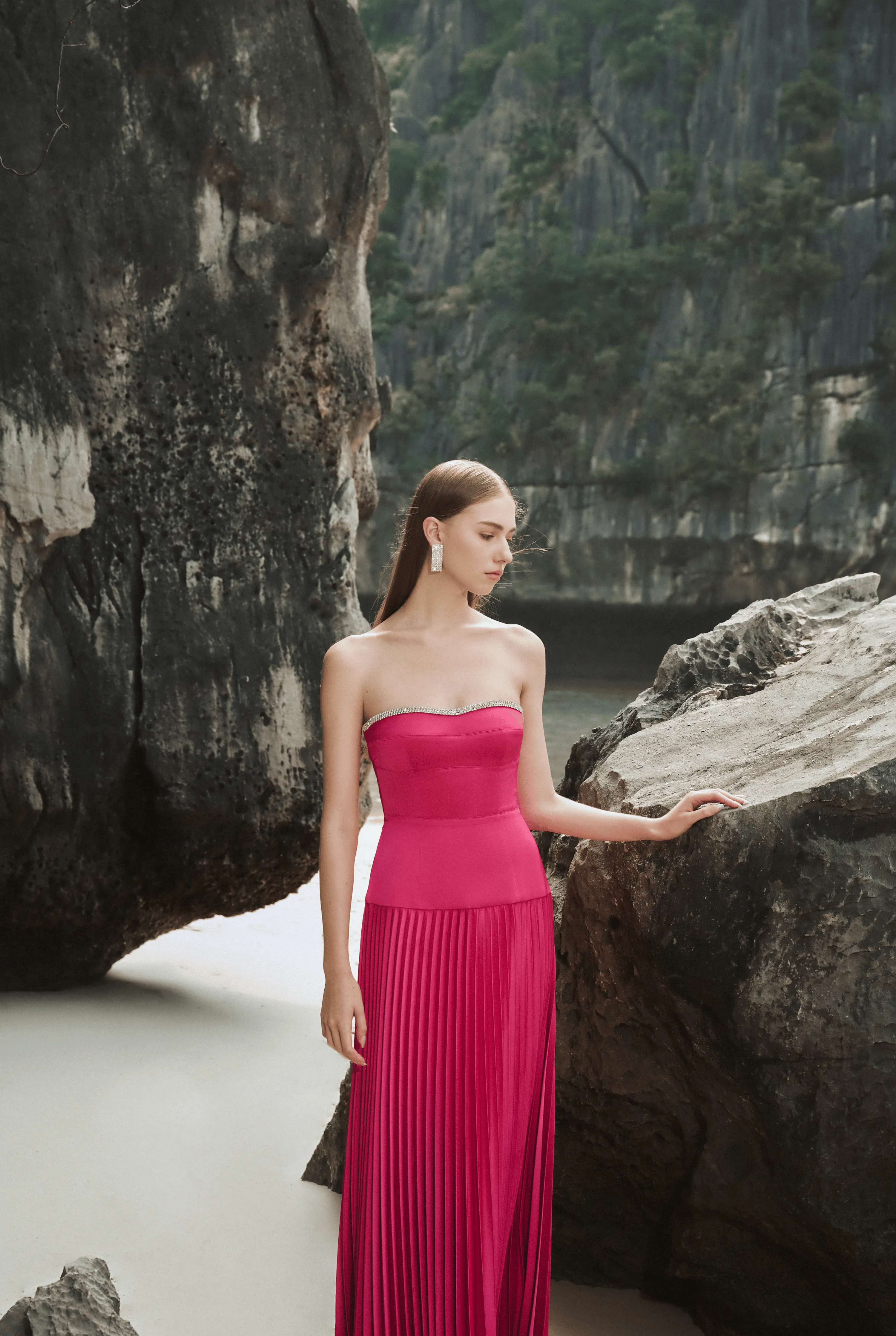 Spaghetti Strap Pleated Maxi Dress