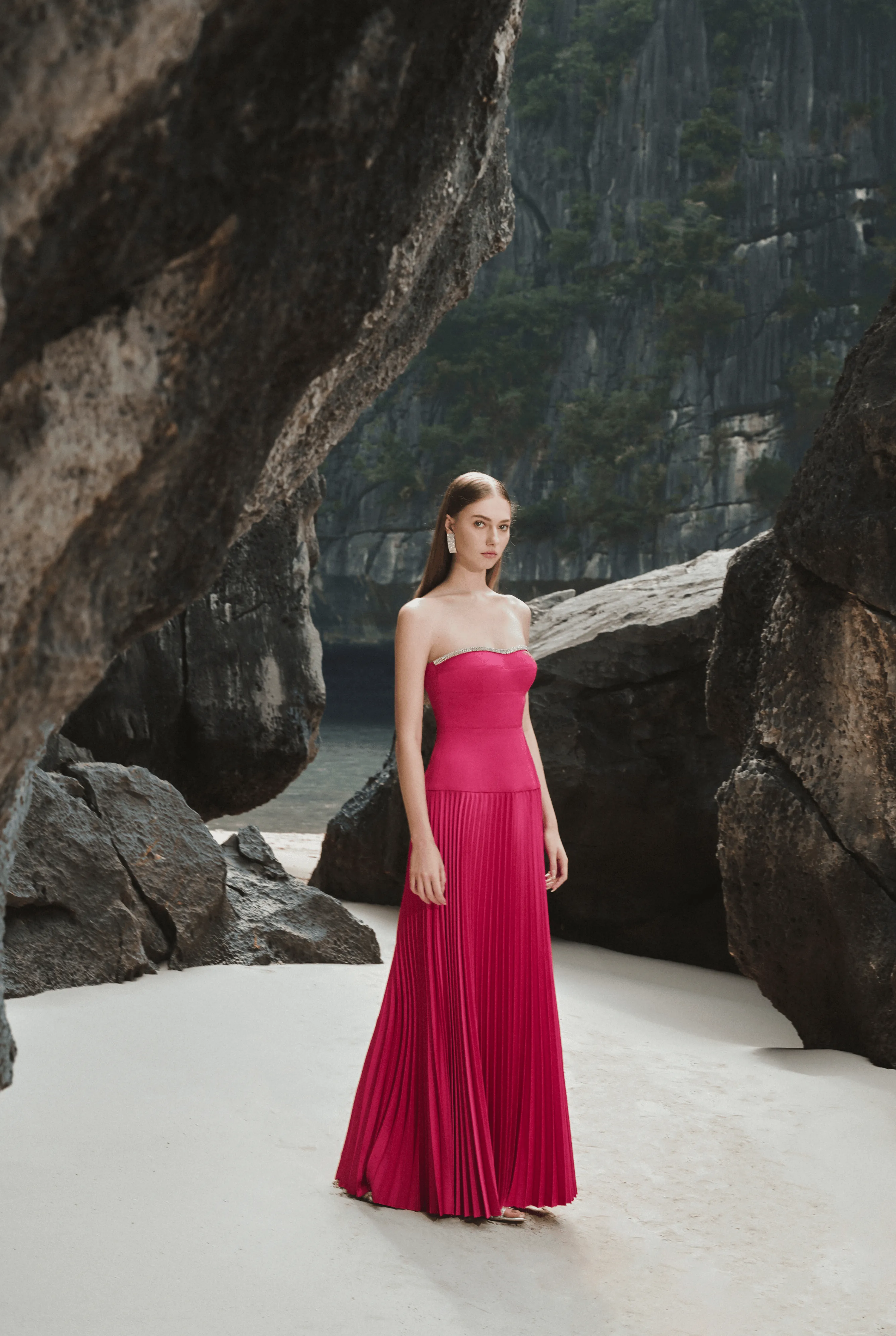 Spaghetti Strap Pleated Maxi Dress