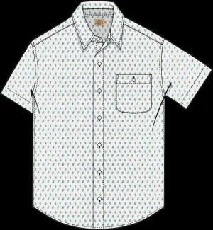 SS Breeze Shirt - Blue Palm Foliage