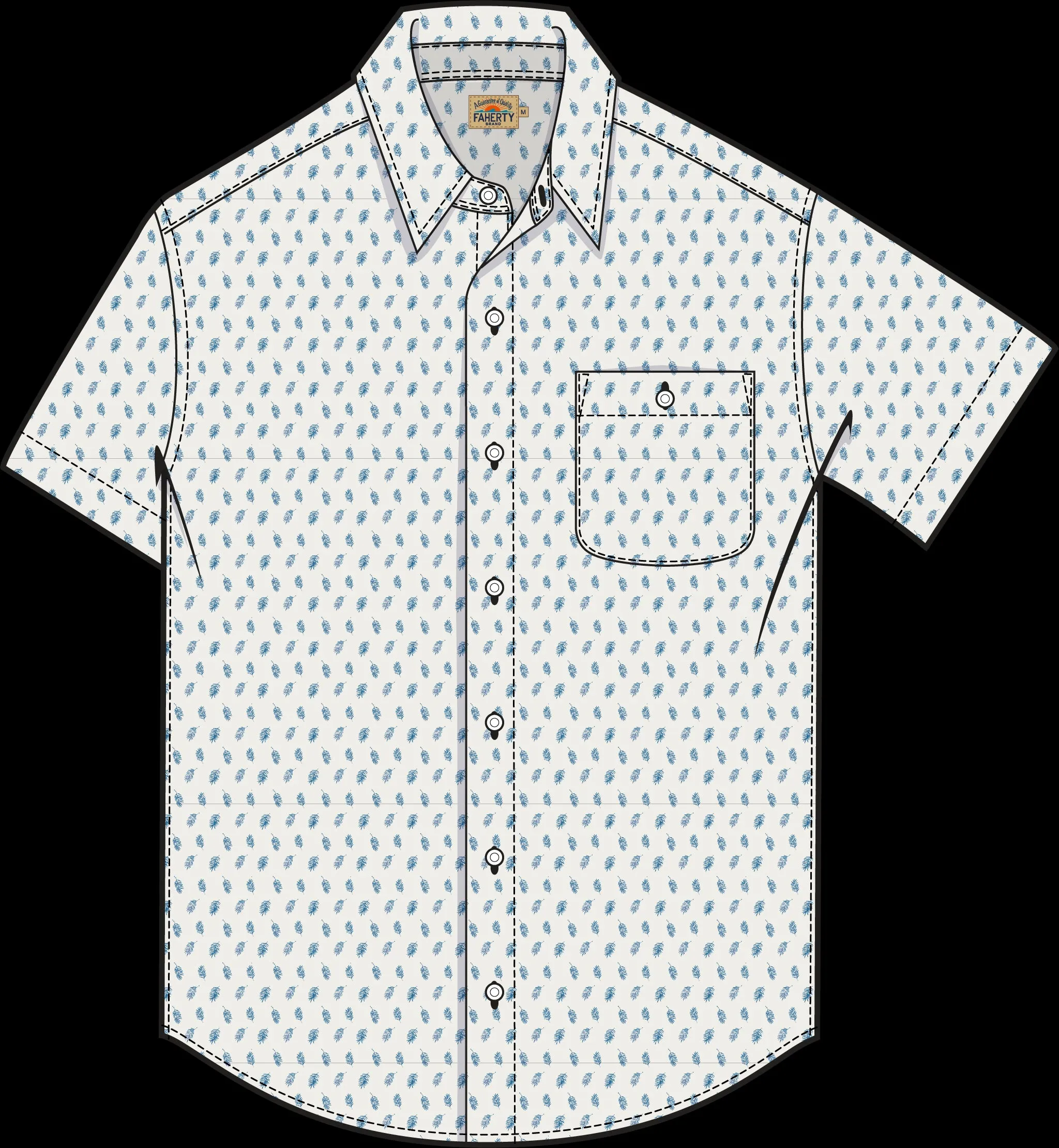 SS Breeze Shirt - Blue Palm Foliage