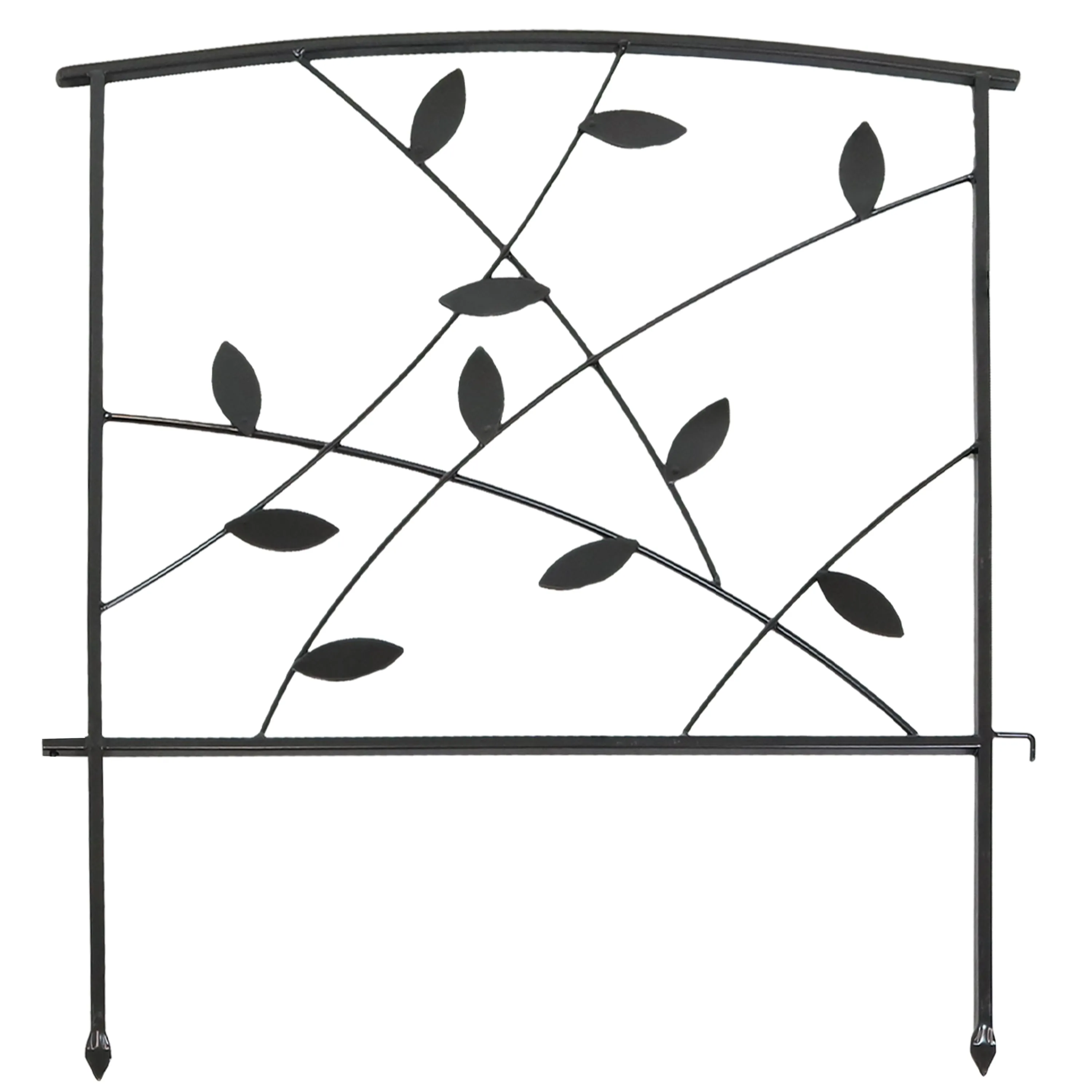Sunnydaze 5-Piece Modern Leaves Metal Garden Fence Panels - 10' Overall