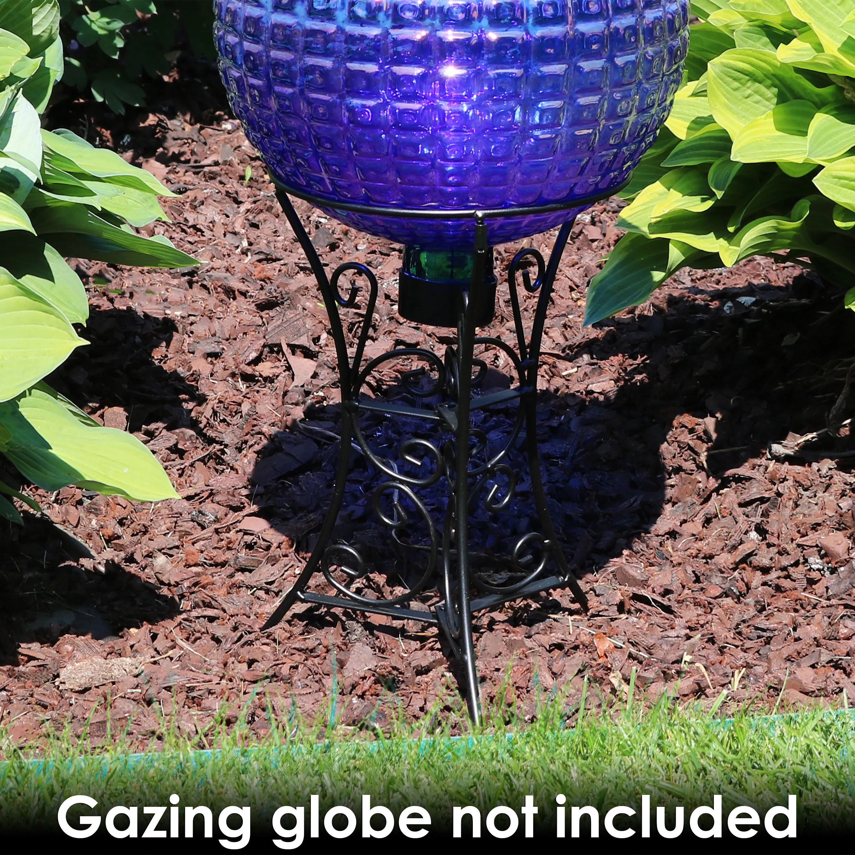 Sunnydaze Black Steel Decorative Scroll Outdoor Gazing Ball Stand - 11"