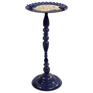 Sunnydaze Feathered Friends Iron Pedestal Bird Feeder - Blue - 26" H
