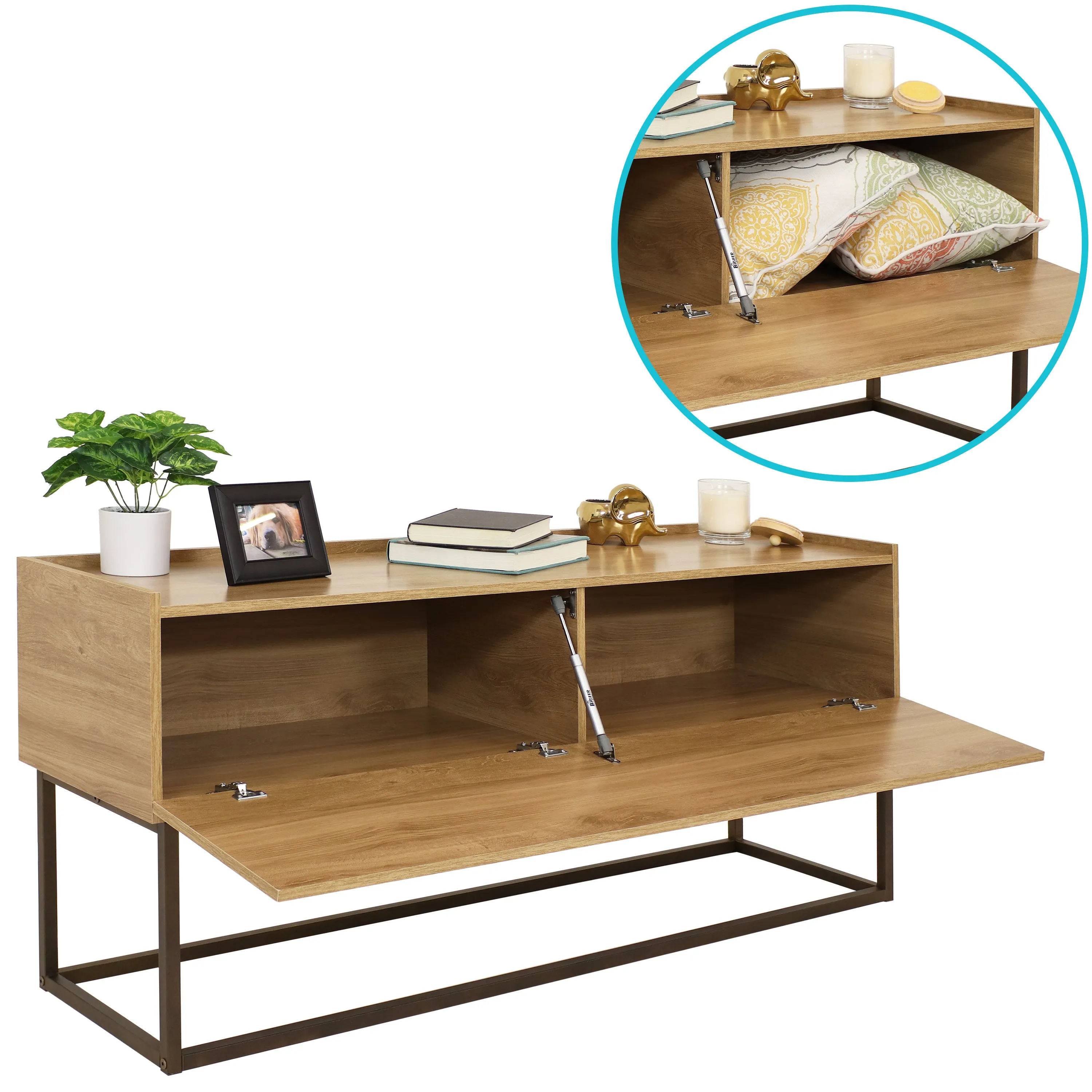 Sunnydaze Industrial Console Table - Brown - 54.75 in