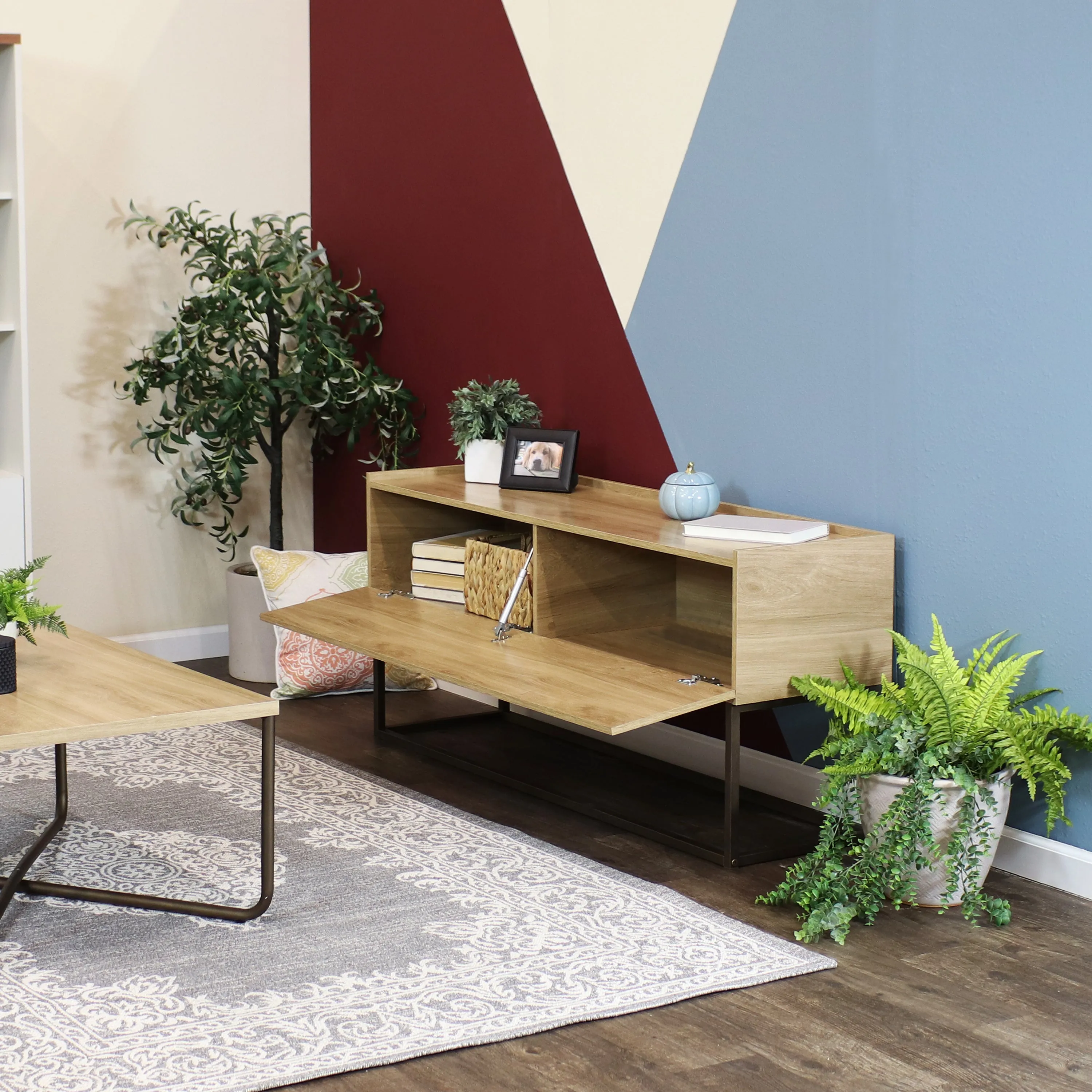 Sunnydaze Industrial Console Table - Brown - 54.75 in