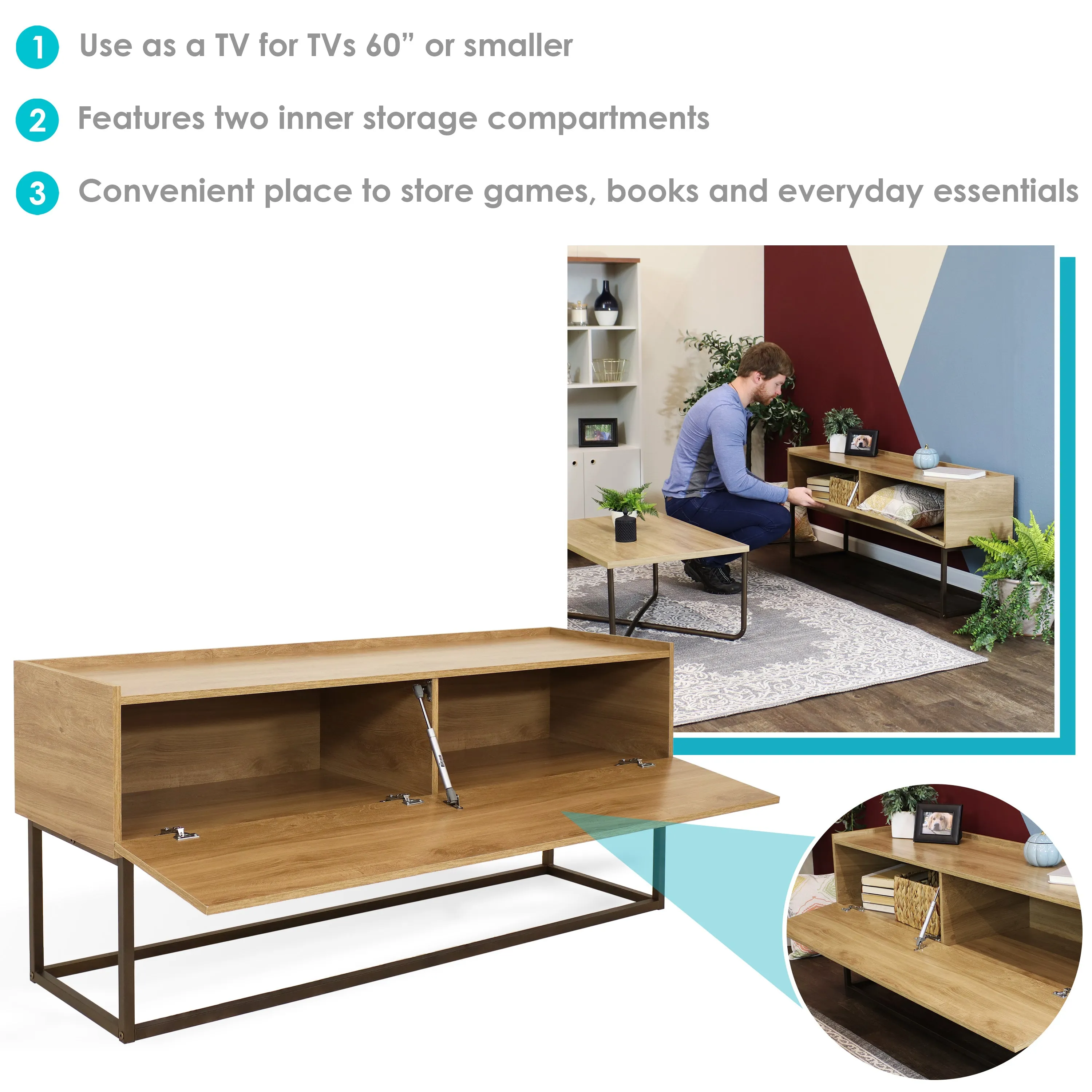 Sunnydaze Industrial Console Table - Brown - 54.75 in