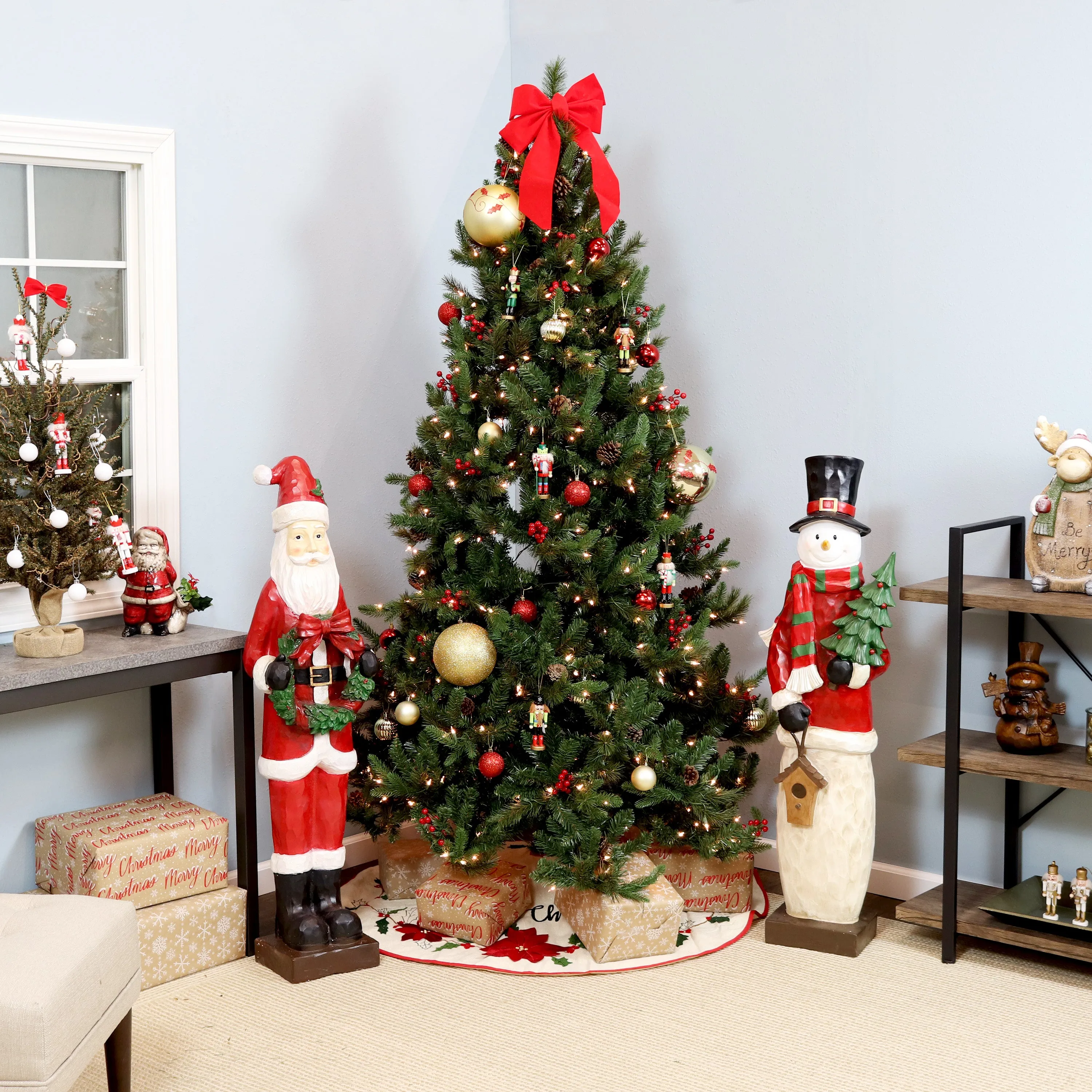 Sunnydaze Merry Berries Pre-Lit Artificial Christmas Tree - 7'